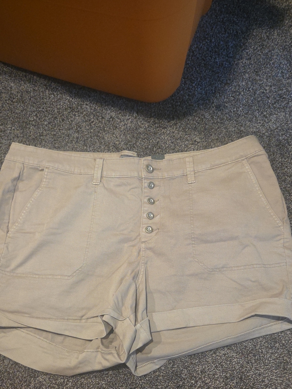 torrid Neutral Beige Button-Front Bermuda Shorts